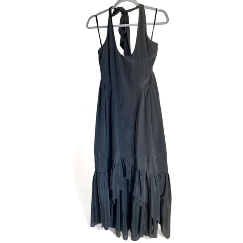 Juicy Couture halter ruffled hem silk dress